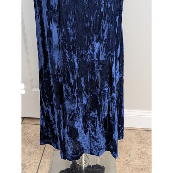 Vtg Betsy Johnson 80s Punk Label Blue Crushed Velvet Backless Midi Dress M Fairy - Picture 4 of 11